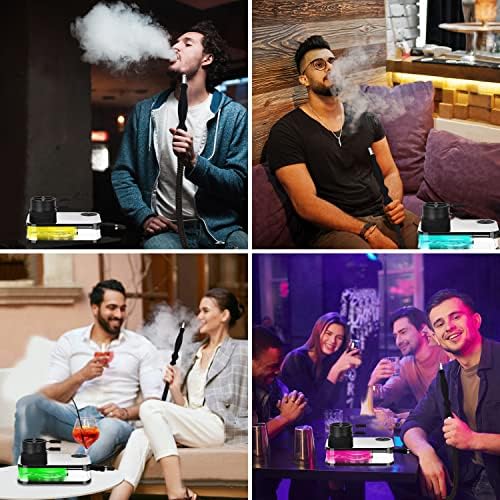 Get Funky Hookah Set - Book Style Base, Silicone Bowl, LED Light & Remote - Black - Image 7