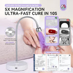 White rechargeable twelve watt LED flash cure lamp with flexible neck extended