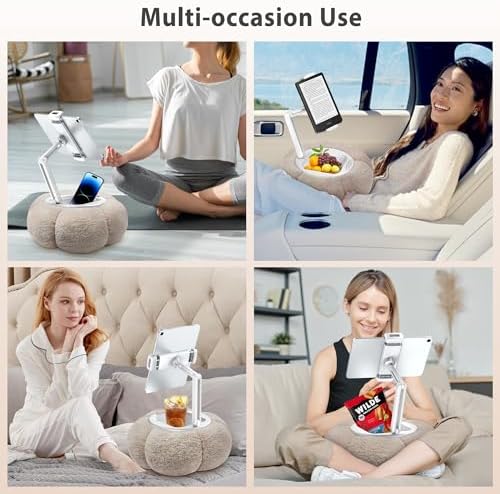 Side view of the premium skin friendly fabric material on the CreaDream pumpkin tablet pillow stand