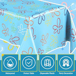 Oudain 2 Sheets Sponge Birthday Party Supplies Blue Ocean Flower Tablecloth 54 x 108 Inch Plastic Table Covers for Birthday Party Decorations - Image 7
