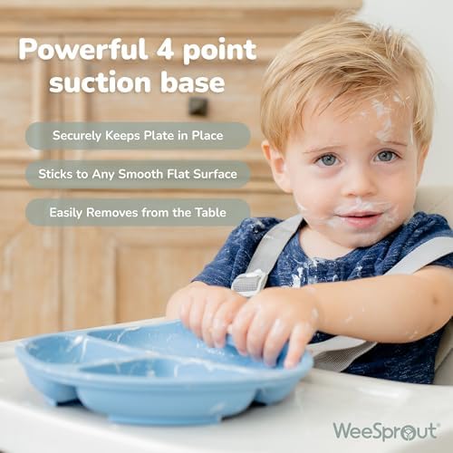WeeSprout baby plate showing four-point suction base