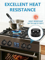 Universal stove knob protector installed on gas range