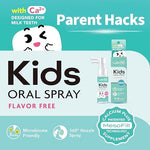 Close up of LAB52 fluoride free oral spray bottle for infants.