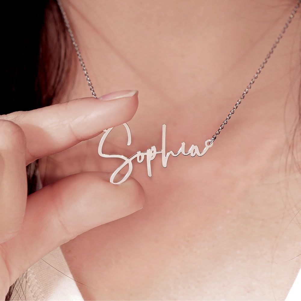 PicturesOnGold sterling silver name necklace close up detail