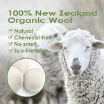 Three pack of XL reusable wool balls demonstrating anti static features