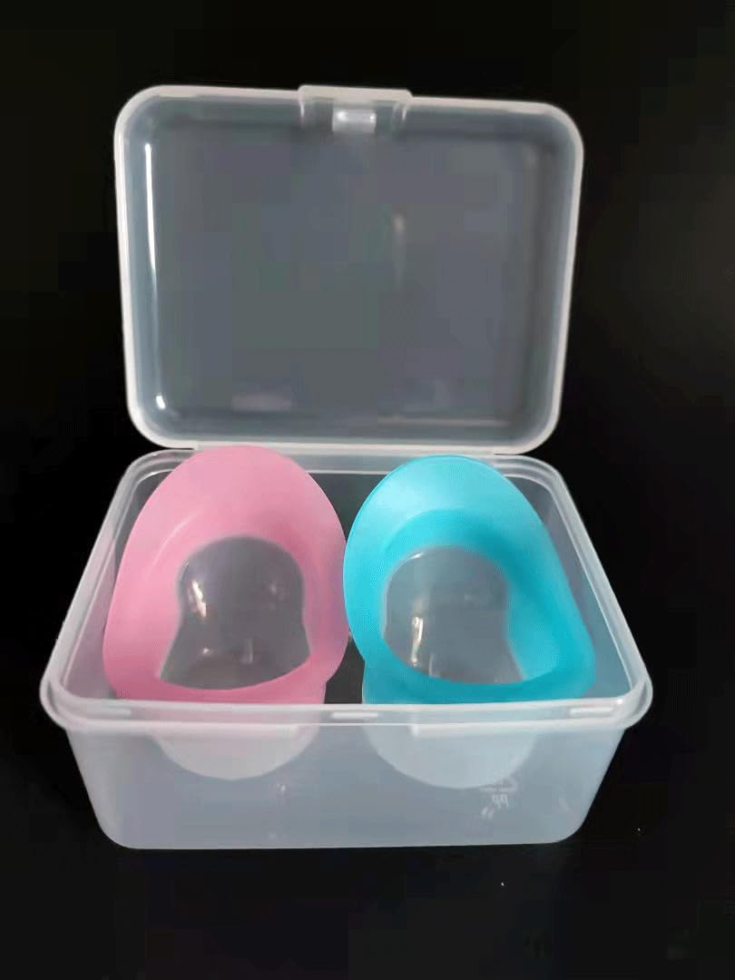 1 Set Blue and Pink Eye Wash Cup Eye Wash Kit Bath Kit Silicone Eyelash Lid Care for Tired Dry Eyes Effective Eye Cleaner Solution with Storage Container Soothing Tired Eyes，Eye Washes，Eye Health - Image 1