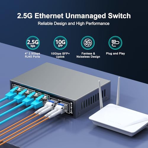 Nicgiga fanless metal ethernet switch highlighting the durable side ventilation design
