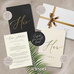 Close up of gold foil engraving on Artesori wedding vow books