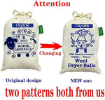 Six extra large white wool balls used as a natural fabric softener