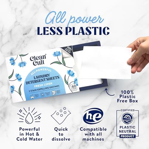 Cleancult triple enzyme stain fighting detergent sheets for sensitive skin