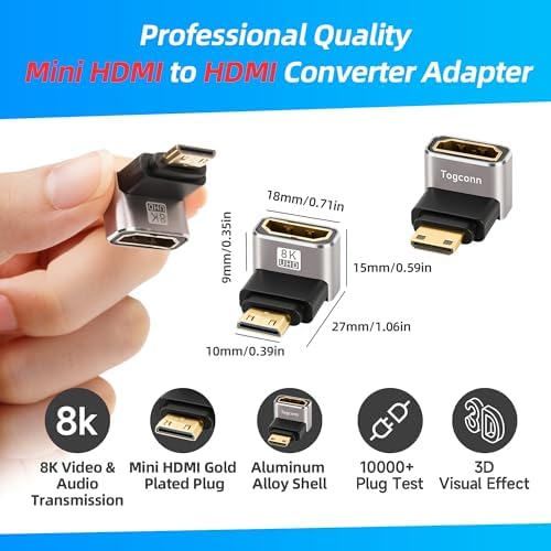 Togconn HDMI adapter showing 90-degree L-shaped design