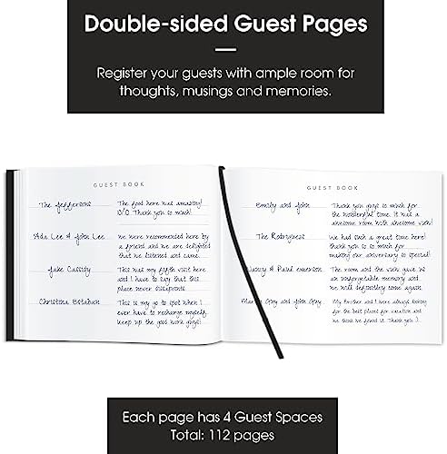 Black leatherette guest book spine and texture detail