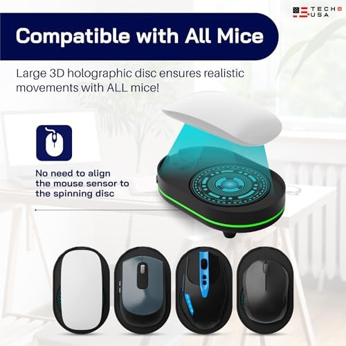 TECH8 USA hardware mouse mover with blue ambient LED glow ring illuminated
