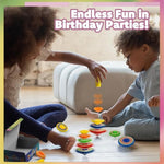 Tower of Spineez stacking spinning tops for kids