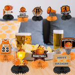 Full set of 12 basketball party honeycomb decorations