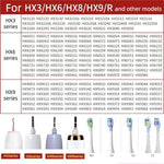 Side profile of electric toothbrush head showing flexible rubber contours and click on base