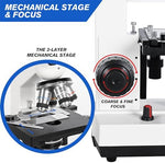 Side profile of the professional educational microscope highlighting the adjustable LED dimmer switch