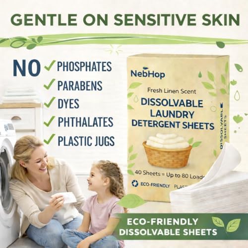 Eco friendly plastic free laundry soap strips for 80 loads
