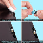Comparison showing a laptop closing smoothly with the ultra thin panda privacy slider attached