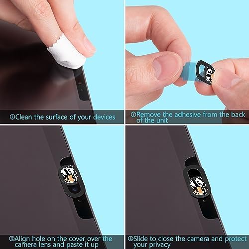Comparison showing a laptop closing smoothly with the ultra thin panda privacy slider attached