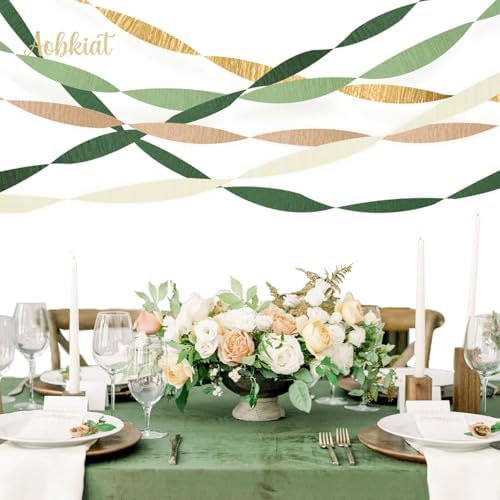 Earth toned aesthetic party streamers roll dimensions and colors.