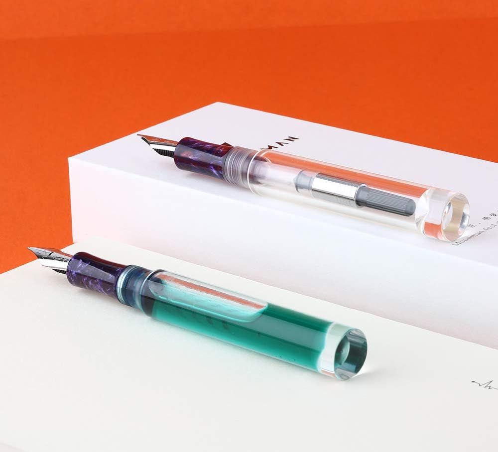 Lanxivi Majohn C1 Fountain Pen Extra Fine Nib, Clear Transparent Acrylic Resin, Mini Pocket Pen, Eyedropper,Cartridges and Converter Filling - Image 9