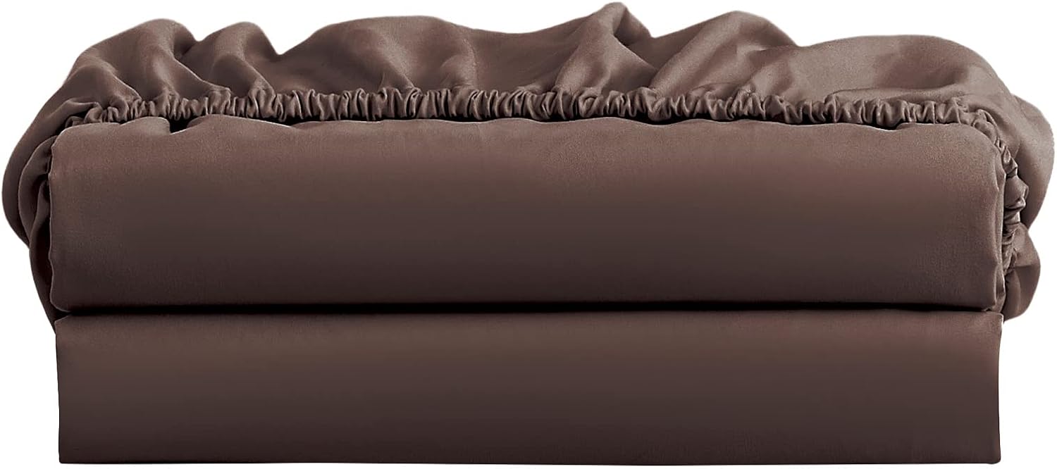 FreshCulture king fitted sheet front view in brown