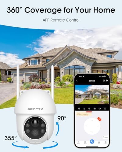 ARCCTV wireless security system showing the built in spotlight and infrared sensors for night vision.