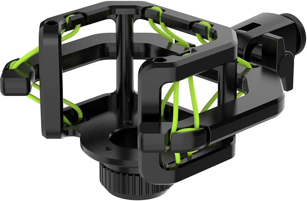 Haineao green shock mount compatibility view with protruding stem microphones