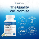SciatiEase lower back and leg comfort supplement bottle label details and instructions