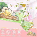 Full display of the fifty four by one hundred and eight inch girls first birthday party supplies