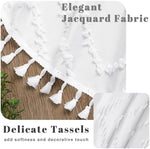 Detailed shot of the delicate fringe tassels on the lower hem of the farmhouse style curtain