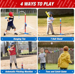 Toddler playing with Qdragon 4 in 1 baseball sports kit