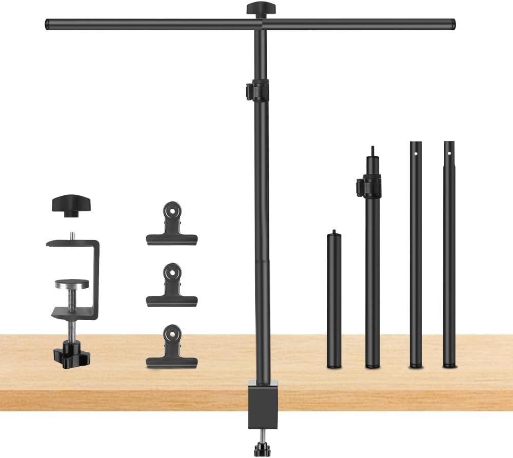 JEBUTU small backdrop stand front view with C-clamp base