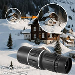 TSQQST high definition outdoor optic compact telescope held in one hand demonstrating portable size for travel.