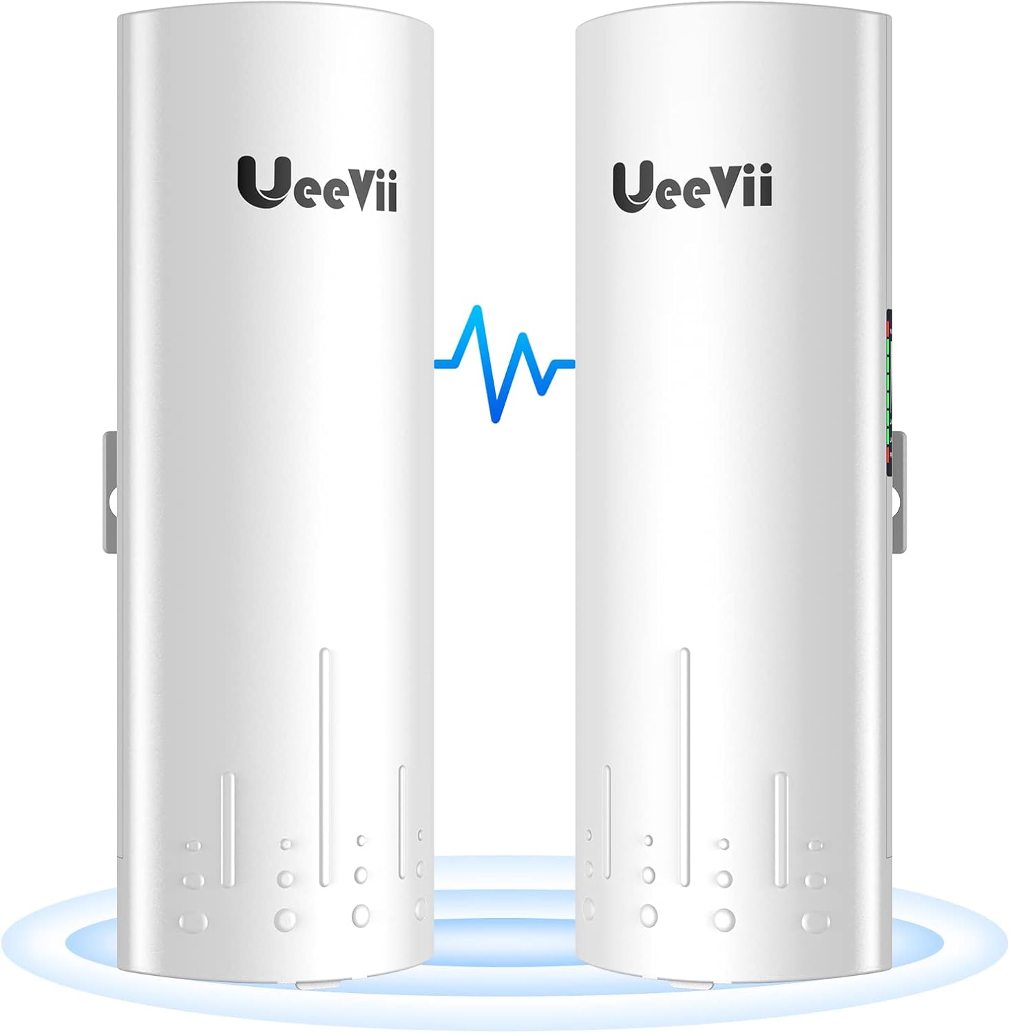 UeeVii CPE450 outdoor wireless bridge front view showing sleek white weatherproof casing.