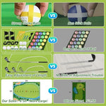 Detailed view of the large green golf chipping scoring mat