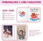 Close up of the durable stitched seams and protective film on the Jenlan baby photo book