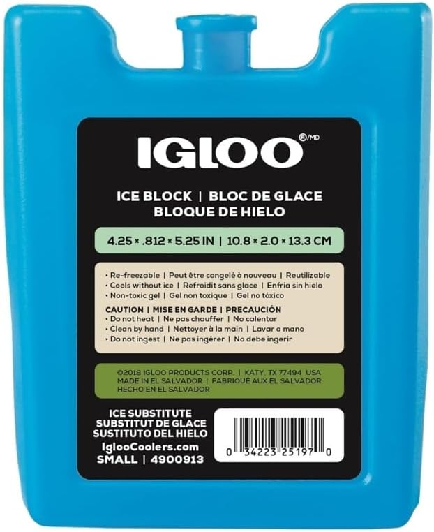 Igloo blue cooling gel pack in use