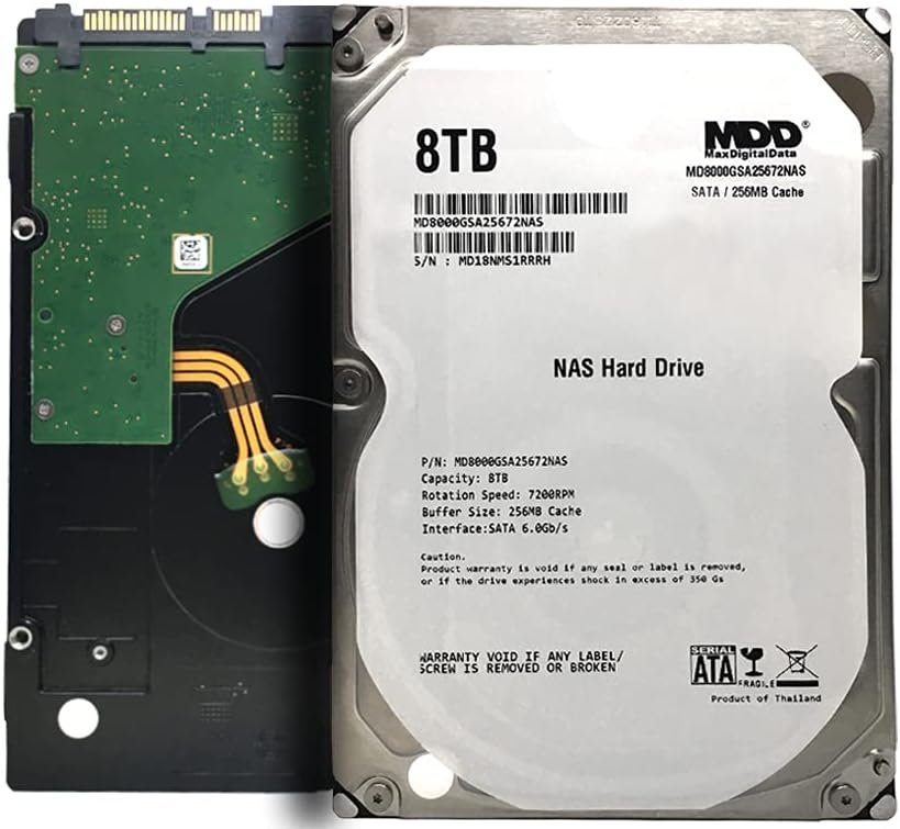MDD MaxDigitalData 8TB internal hard drive front view storage device