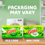 Gain wrinkle release laundry sheets box rear view with safety warnings