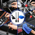 Automotive detailing brushes, crevice tool, and spray bottle included in the wash kit
