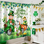 Waterproof polyester festive bathroom curtain with twelve plastic hanging rings installed on a rod