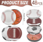 Close up of football design on sports theme paper plates