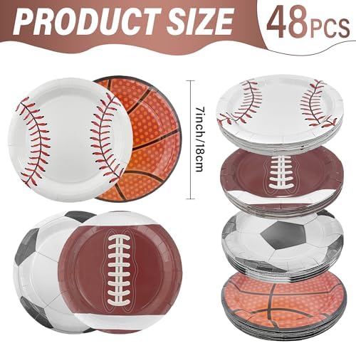 Close up of football design on sports theme paper plates