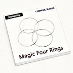 Cooplay 4 count magic rings package contents including the iron rings and instructional guide.