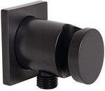Speakman matte black supply ell and hand shower holder front view