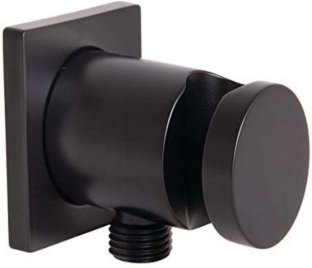 Speakman matte black supply ell and hand shower holder front view