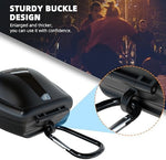 ARGOMAX universal mouthguard carrier clipped onto an athletic gym bag strap.
