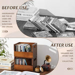 CroBlissful dual set rustic wooden shelf holding compact discs on office desk